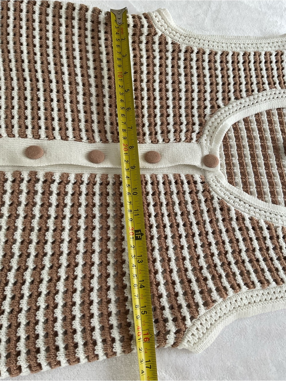 Joie Knit Sweater Vest Women Medium Beige Striped Button Front Boho - Picture 8 of 8